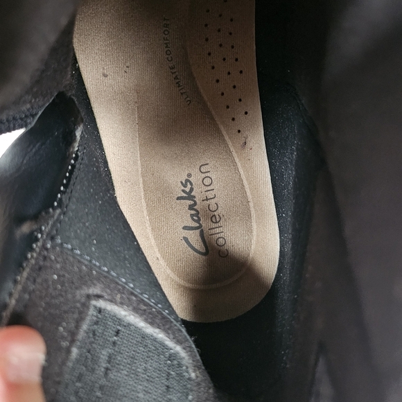 EUC Clarks Collection Cora Grace Leather Ankle Boot Zip Up Black 9.5 - Picture 10 of 12